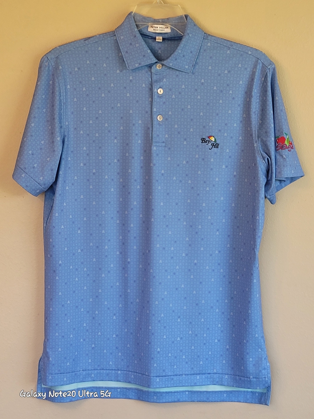 Peter Millar Bay Hill Skull In One Blue Polo Shirt Mens Small LIKE NEW